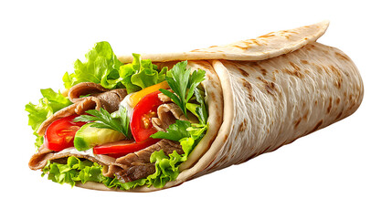 Döner Kebab Wrap, isolated on transparent background
