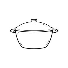 Classic Kitchenware: A simplified line art illustration of a traditional cooking pot. Ideal for culinary concepts and creative cooking projects. 
