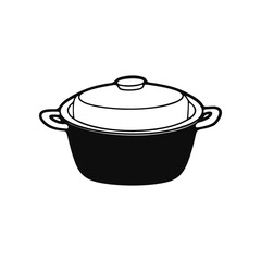 Culinary Vessel: A detailed line drawing of a cooking pot, perfect for showcasing culinary artistry or adding a touch of kitchen-themed design to your project.
