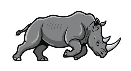 Fototapeta premium Stylized rhinoceros illustration with simplified shading and bold outlines conveying power and primal nature