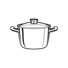 Elegant Cooking Pot: A sleek and stylish cooking pot, designed for culinary excellence, a minimalist illustration with clean lines and a modern aesthetic.