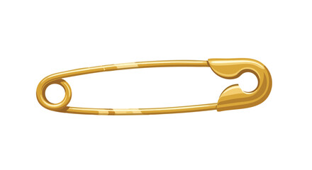 Gleaming Safety: A Polished Gold Safety Pin on a Pristine White Backdrop Scene Depiction