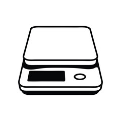 Precision Balance: A clean, monochrome illustration captures a digital precision balance, essential for scientific measurement, emphasizing accuracy and weight assessment.