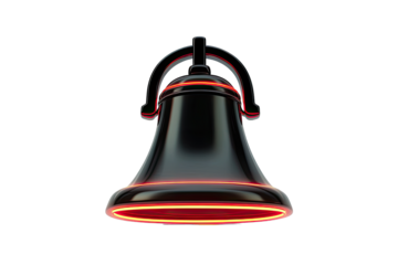 3D rendered black bell with glowing red outline