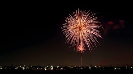 A vibrant firework display lighting up the night sky, with colorful bursts and a dark backdrop, showcasing a festive atmosphere