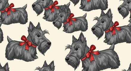 Cheerful scottish terrier pattern, festive charm for holiday decoration