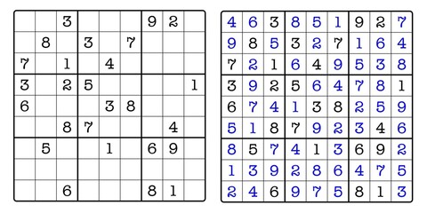 Sudoku Game Board and Answer Key	