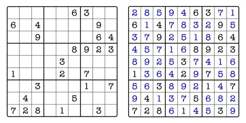 Sudoku Game Board and Answer Key	
