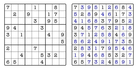 Sudoku Game Board and Answer Key	