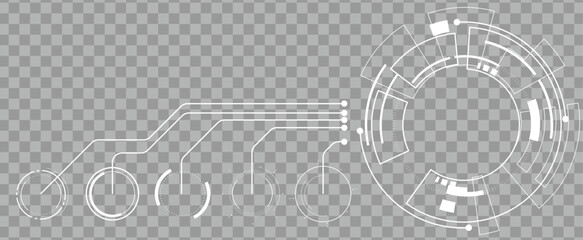 Futuristic circle infographic with tech lines, digital HUD vector interface