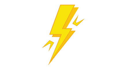 Stylized yellow lightning bolt illustration with minimalist design and sharp lines,isolated on white background with dynamic energy and vibrant