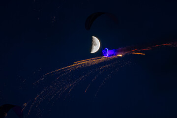 Bucharest Air Show. Evening aviation show with spectacular moments against evening sky. Romanian...
