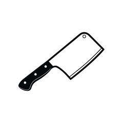 Meat Cleaver's Silhouette: An iconic meat cleaver, rendered in stark monochrome, its sharp blade and sturdy handle poised, ready for the next culinary task.