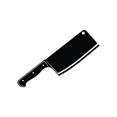  Butcher's Cleaver: A sharply defined monochrome illustration of a butcher's cleaver, capturing its utilitarian design and the essence of culinary precision.