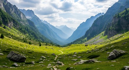 Mountain Valley Landscape Path.