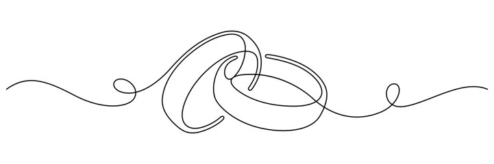 wedding rings continuous line drawing minimalist art