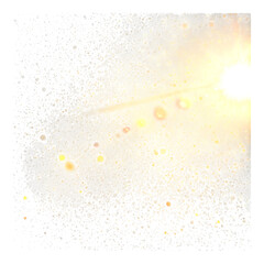 Bright light flare with dust particles isolated on transparent background