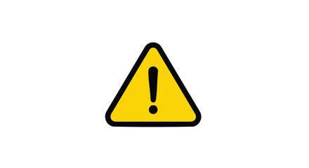 Sharp caution triangle symbol with exclamation mark against potential hazards and risks, bright yellow warning icon on a white backdrop, safety