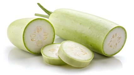 Fresh Green Calabash Squash: Whole and Sliced, Studio Shot, Vibrant, Healthy Food Image