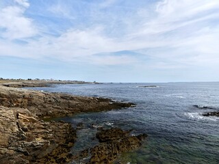 Quiberon, August 2025: Hiking around the Quiberon peninsula in the Gulf of Morbihan in Brittany - View of the wild coast
