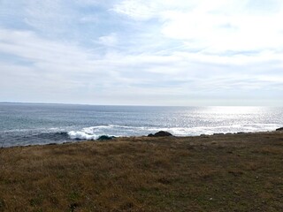 Quiberon, August 2025: Hiking around the Quiberon peninsula in the Gulf of Morbihan in Brittany - View of the wild coast