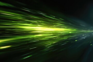 Abstract speed lines of bright green light streaks