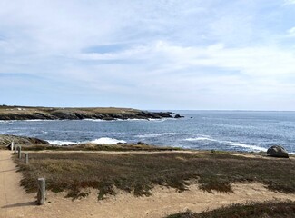 Quiberon, August 2025: Hiking around the Quiberon peninsula in the Gulf of Morbihan in Brittany - View of the wild coast
