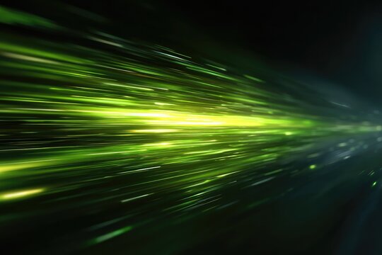 Abstract speed lines of bright green light streaks - Powered by Adobe