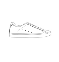 Vector black sneaker line art stroke