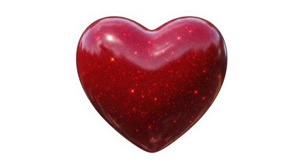Obraz premium A shiny red apple shaped like a heart, isolated on a white background, symbolizing love and health