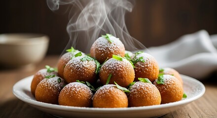 Steaming Fried Dumplings on a Plate.