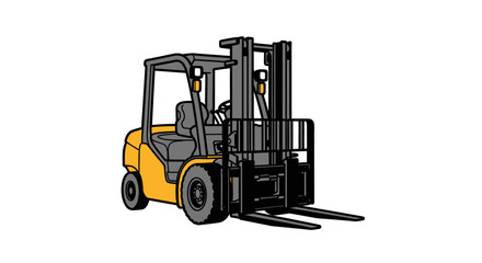 Forklift A Vector Illustration of a Yellow Industrial Vehicle for Material Handling and Logistics