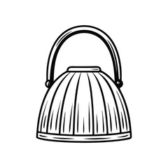 Hand Drawn Bucket: A detailed monochrome illustration of a traditional bucket, featuring a curved handle and a striped body