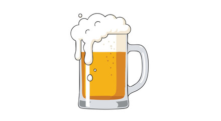 Illustrative Beer Mug: Golden Brew with Frothy Overflow, Representing Celebration and Enjoyment