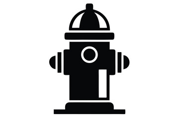 Black Fire Hydrant Icon with Circular Detail and Rounded Caps Illustration