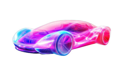 Neon pink and blue futuristic car