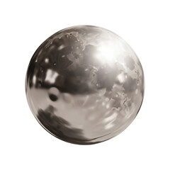 Isolated reflective chrome sphere with a metallic texture.