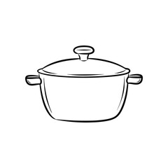 Culinary Classic: A simple yet elegant line art illustration of a cooking pot, designed with precise and professional precision. Capturing the essence of traditional culinary elements.