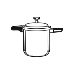 The Essence of Efficiency: An intricately detailed monochrome illustration of a pressure cooker, capturing the essence of modern cooking.