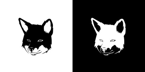 Fox head silhouette vector black and white
