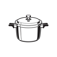 Stainless Steel Cooking Pot: A simple illustration, capturing the clean lines of a modern stainless steel cooking pot, lid in place, ideal for various culinary applications.