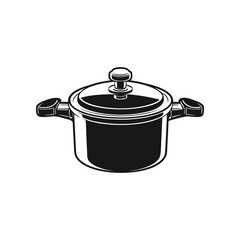 Shiny Pot Isolated: An illustration showcasing a sleek, shiny cooking pot with lid, perfect for culinary projects.