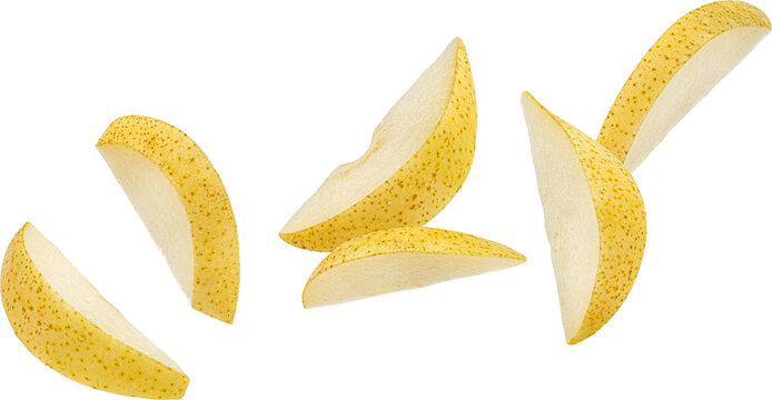 Yellow pear slices isolated