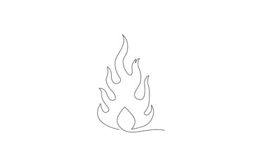 Royalty Free Fire Flame Icon Set – Minimal Line Drawing Fire Symbol Vector Illustration 