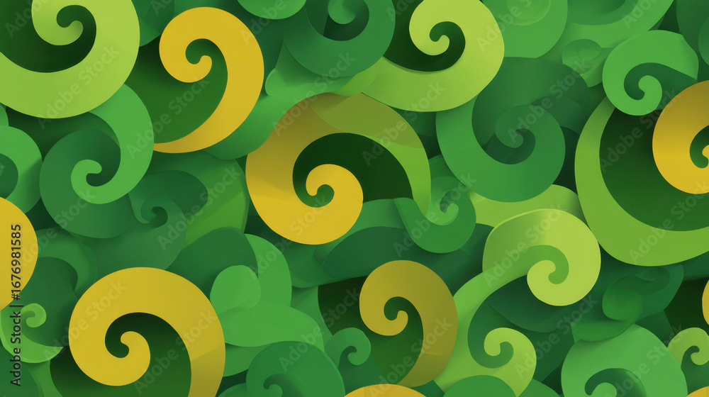 Wall mural vibrant green and yellow swirls create dynamic and lively pattern, evoking sense of nature and growt