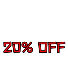 20%オフを強調する赤文字セールデザイン