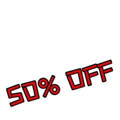 50%オフを強調する赤文字セールデザイン