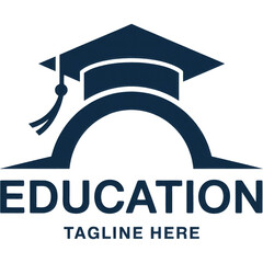 Graduation cap and archway education logo isolated on transparent background