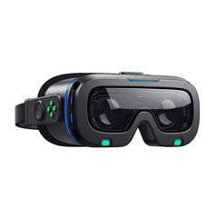Modern virtual reality headset with green accents for immersive gaming.
