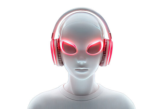 Alien in headphones, futuristic design
